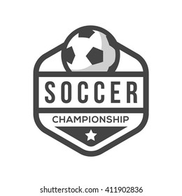 Soccer Logo, Black and White, Vintage Style.