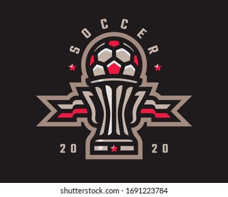 Soccer Logo Cup Design. Football Emblem Tournament Template Editable For Your Design.