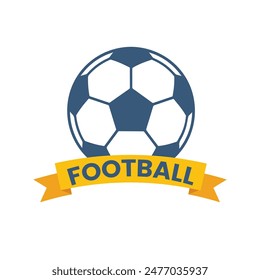 The soccer logo design features a blue soccer ball icon with a striking yellow band. This logo is suitable for branding in the world of football, such as football clubs, tournaments