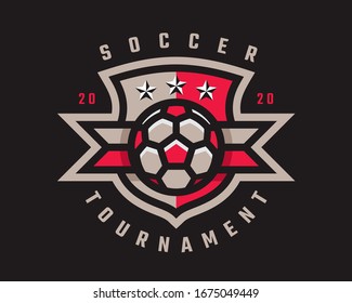 Soccer logo design. Football emblem tournament template editable for your design.