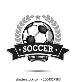 Soccer logo design template. Football emblem pattern.  Vintage style on isolated background. Print on t-shirt graphics. Vector illustration