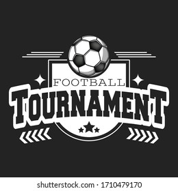 Soccer logo design template. Football emblem pattern. Vintage style on isolated background. Print on t-shirt graphics. Vector illustration