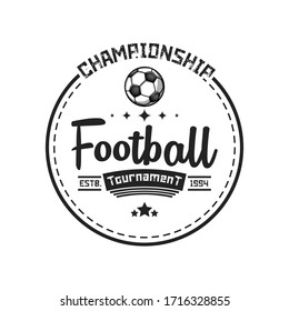 Soccer logo design template. Football emblem pattern. Vintage style on isolated background. Print on t-shirt graphics. Vector illustration