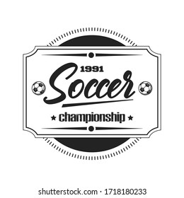 Soccer logo design template. Football emblem pattern. Vintage style on isolated background. Print on t-shirt graphics. Vector illustration