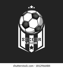Soccer logo design template. Football emblem pattern. Vintage style on isolated background. Print on t-shirt graphics. Vector illustration