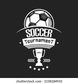 Soccer logo design template. Football emblem pattern. Vintage style on isolated background. Print on t-shirt graphics. Vector illustration