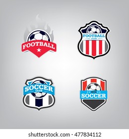 Soccer Logo Design Template set ,Football badge team identity collection , Soccer Football T-shirt graphic , Vector illustration