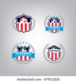 Soccer Logo Design Template set l Football badge team identity collection l Soccer Football T-shirt graphic l Vector illustration
