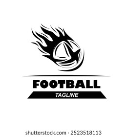 Logotipo de futebol com elementos dinâmicos do jogo de futebol com um toque moderno e elegante. A forma de bola do logotipo que representa a velocidade e o movimento no jogo de futebol.