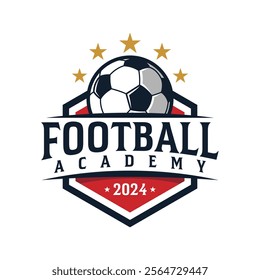 Soccer logo, Football Academy badge sports. Vector design for football academy team emblem.