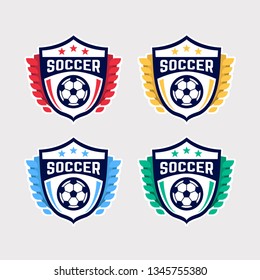 Soccer Logo or Football Club Sign Badge Set.