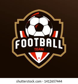 Soccer logo or football club sign badge. Football logo with shield background vector design