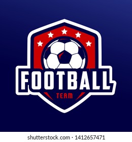 Soccer logo or football club sign badge. Football logo with shield background vector design