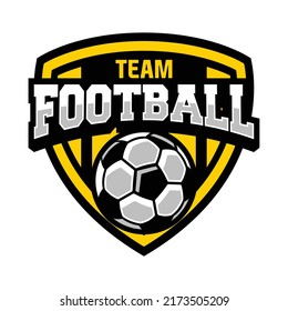 Soccer Logo or football club sign Badge. Football logo with shield background vector design isolated