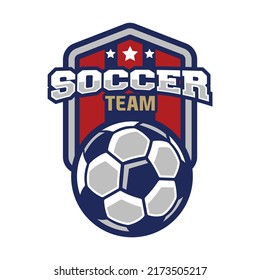 Soccer Logo or football club sign Badge. Football logo with shield background vector design isolated