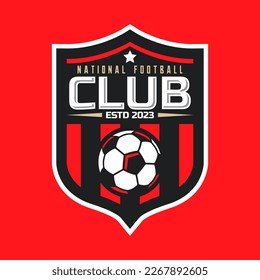 logotipo de fútbol o logotipo del club de fútbol. Logo de fútbol con diseño vectorial de fondo de escudo