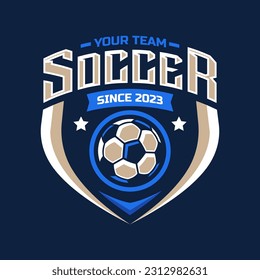 Soccer logo or football club sign badge. Football logo with shield background vector design