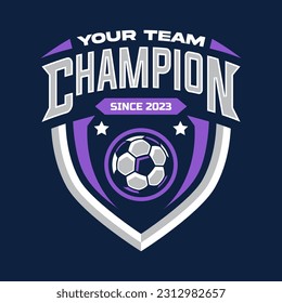 Soccer logo or football club sign badge. Football logo with shield background vector design