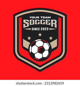 Soccer logo or football club sign badge. Football logo with shield background vector design