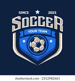 Soccer logo or football club sign badge. Football logo with shield background vector design