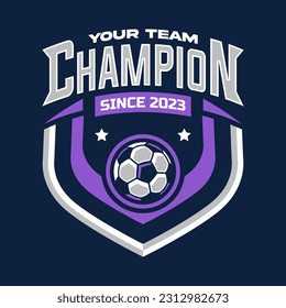 Soccer logo or football club sign badge. Football logo with shield background vector design