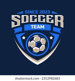 Soccer logo or football club sign badge. Football logo with shield background vector design