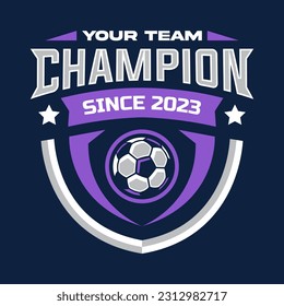 Soccer logo or football club sign badge. Football logo with shield background vector design