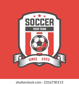Soccer Logo or football club sign badge isolated. Football logo with shield background vector design