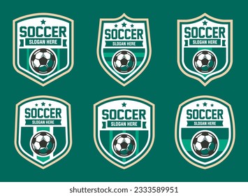 Soccer Logo or football club sign badge template bundle. Football logo with shield background vector design collection