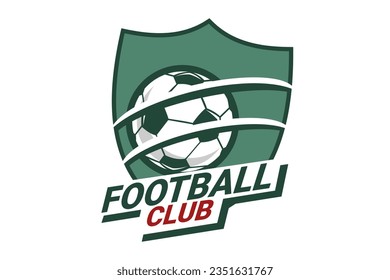 Soccer Logo or football club sign Badge. Football logo with shield background vector design. Vector illustration. 
