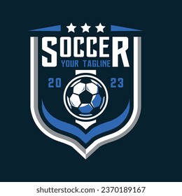Soccer Logo or football club sign badge isolated. Football logo with shield background vector design