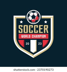 Soccer Logo or football club sign badge isolated. Football logo with shield background vector design