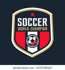 Soccer Logo or football club sign badge isolated. Football logo with shield background vector design