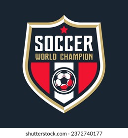Soccer Logo or football club sign badge isolated. Football logo with shield background vector design