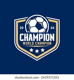 Soccer logo or football club sign badge. Football logo with shield background vector design