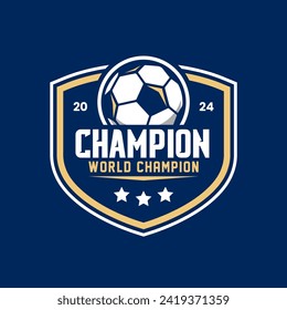 Soccer logo or football club sign badge. Football logo with shield background vector design