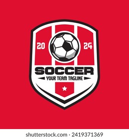 Soccer logo or football club sign badge. Football logo with shield background vector design