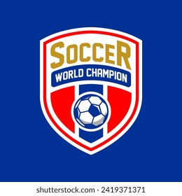 Soccer logo or football club sign badge. Football logo with shield background vector design