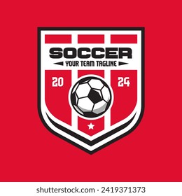 Soccer logo or football club sign badge. Football logo with shield background vector design