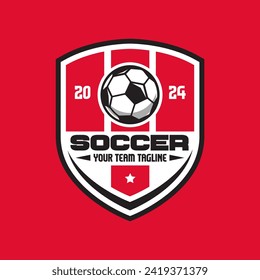 Soccer logo or football club sign badge. Football logo with shield background vector design