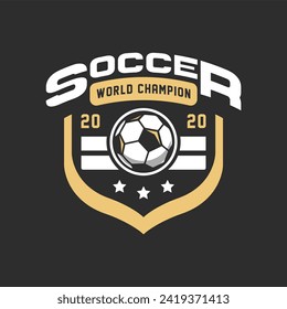 Soccer logo or football club sign badge. Football logo with shield background vector design