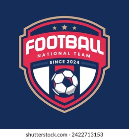 Soccer logo or football club sign badge. Football logo with shield background vector design