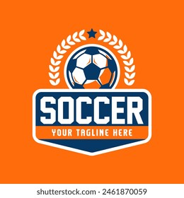 Soccer Logo or football club sign badge isolated. Football logo with shield background vector design