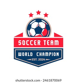 Soccer Logo or football club sign badge isolated. Football logo with shield background vector design