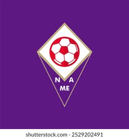 Soccer Logo or football club sign badge. Rectangular football logo with a football logo in the middle