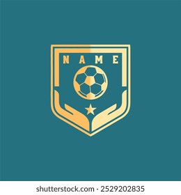 Soccer Logo or football club sign badge. Football logo symbolizing a golden shield