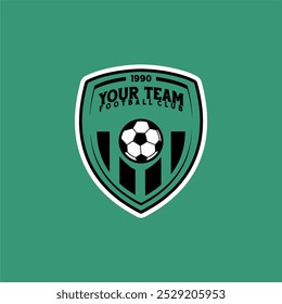 Soccer Logo or football club sign badge. The football logo has a steel shield