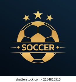 Soccer logo. Football club or team emblem, badge, icon design with a ball. Sport tournament, league, championship label. Vector illustration.