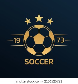 Soccer logo. Football club or team emblem, badge, icon design with a ball. Sport tournament, league, championship label. Vector illustration.