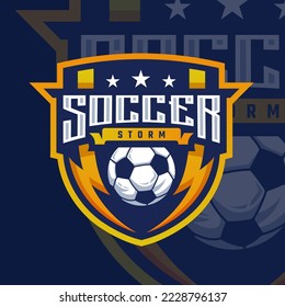 Logotipo de fútbol, logotipo de los relámpagos de fútbol deporte para su equipo profesional